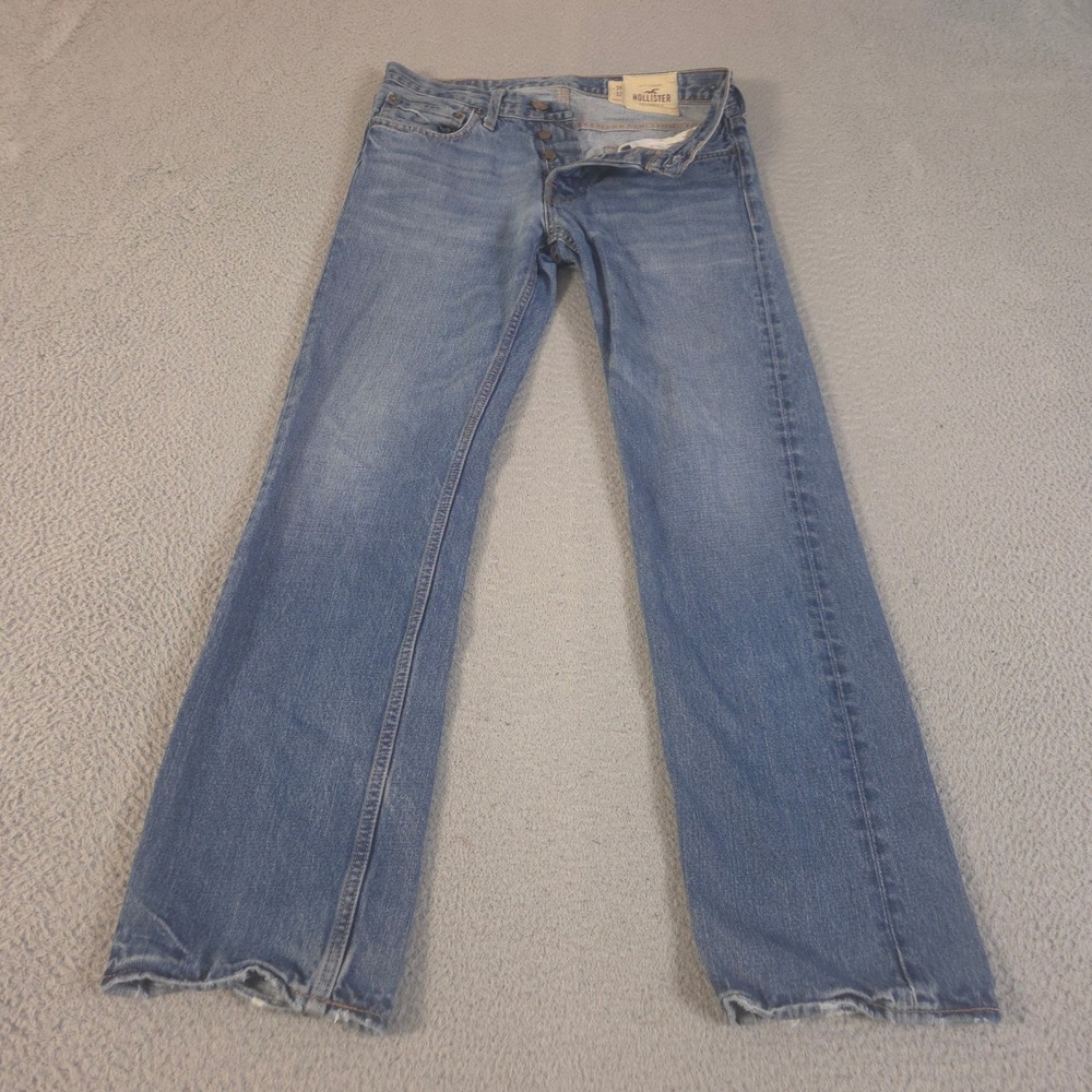Hollister Jeans Mens 31x32 Blue Balboa Classic Straight Leg Button Fly Denim Y2K